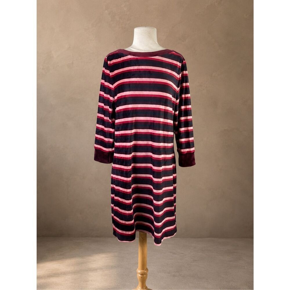 Sanctuary XL Katia Stripe Shift Dress Pink Burgundy Soft Knit Fall Dress NWT